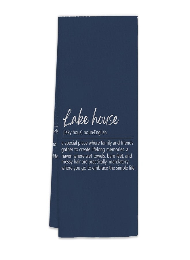 FIicy Lake House Gifts Navy Blue Kitchen Towels, Lake Lovers Gifts Dish Towels, Lakehouse Definition Decorative Hand Towels for Bathroom Kitchen,Navy BlueLake House Bathroom Decor(16x24 Inch) - Image 1